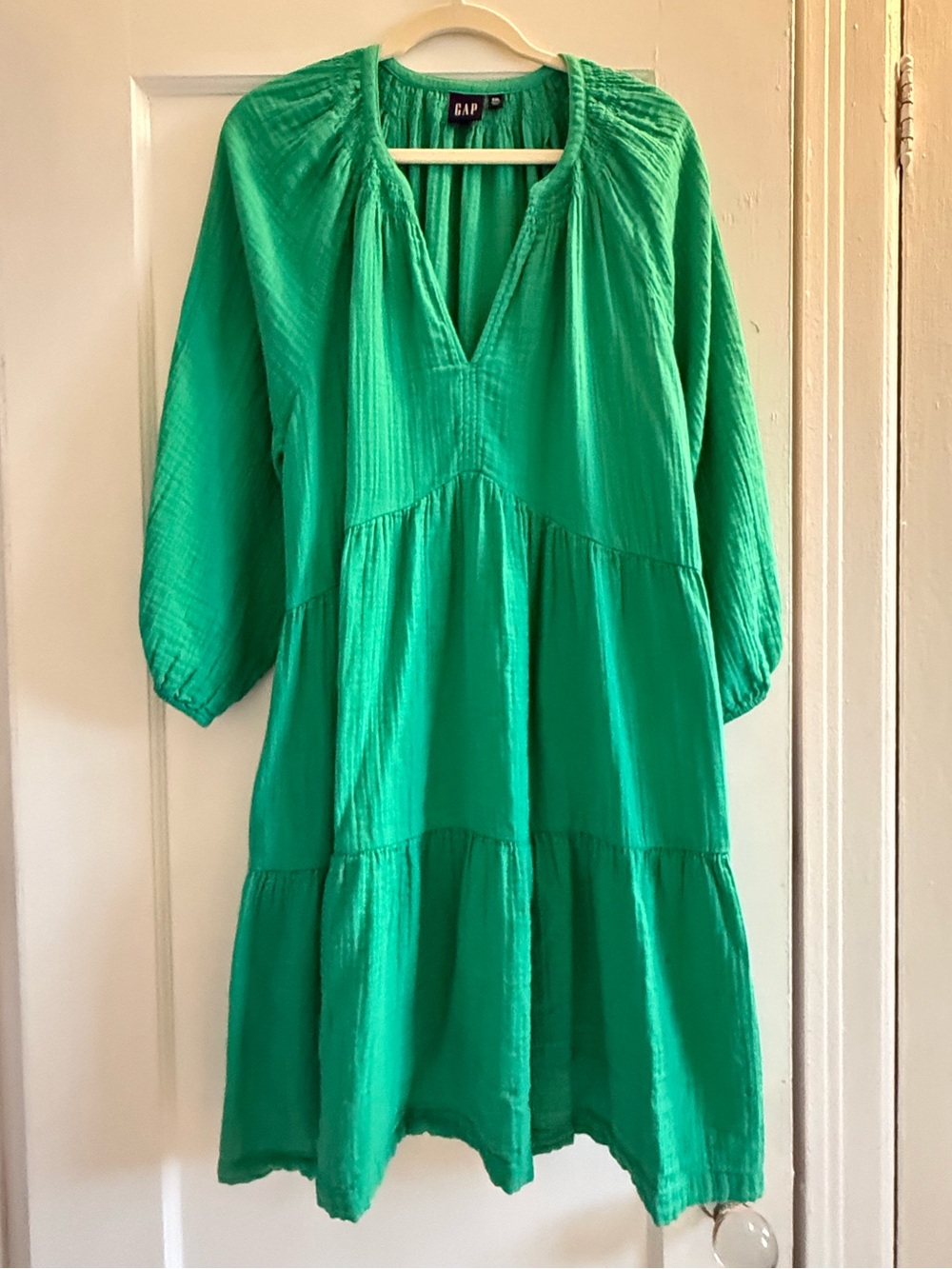 Green Tiered V-Neck Dress